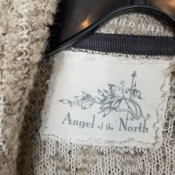 Angel Of The North Anthropologie Wool Blend  Knit Open Cardigan Sweater Sz M Tan - Picture 5 of 7